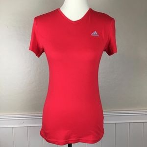 ADIDAS Red Climalite Fitted Workout Tee Size Small